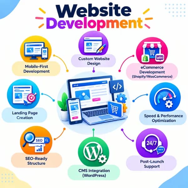 Custom Website Development Services - Responsive Design, eCommerce, and Speed Optimization