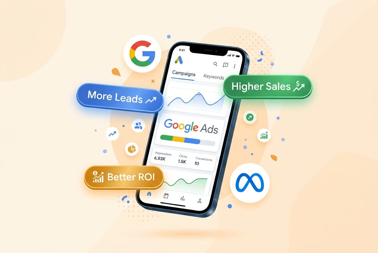 Google and Meta Ads Lead Generation Illustration